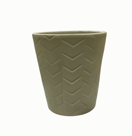 Chevron Light Khaki Ceramic Planter